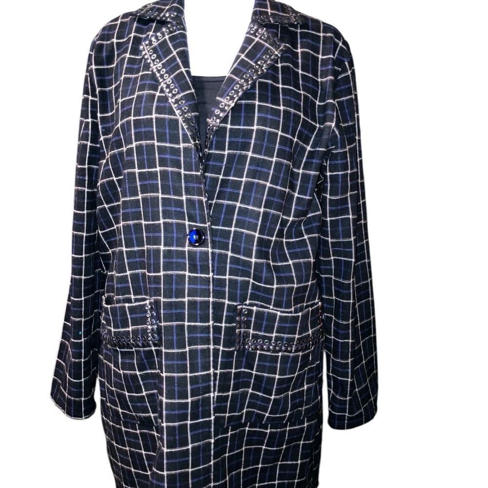 Gimmicks Black Plaid Flannel Duster size L - Picture 3 of 11